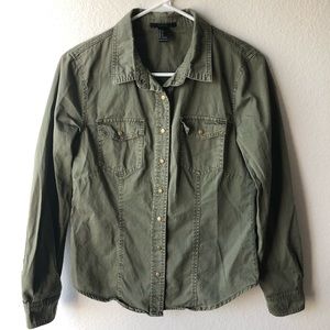 Forever 21 Army Green Button Down Shirt